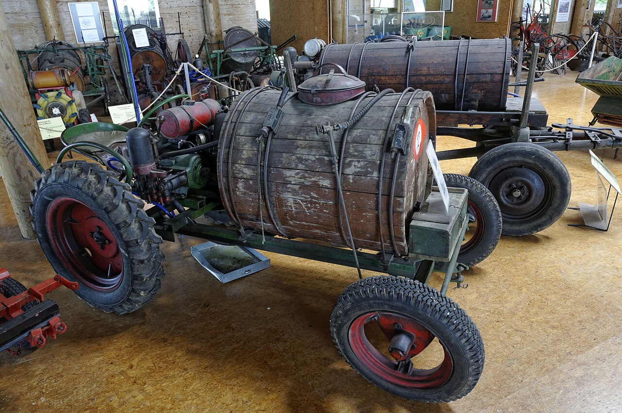 vintage wooden sprayer tank