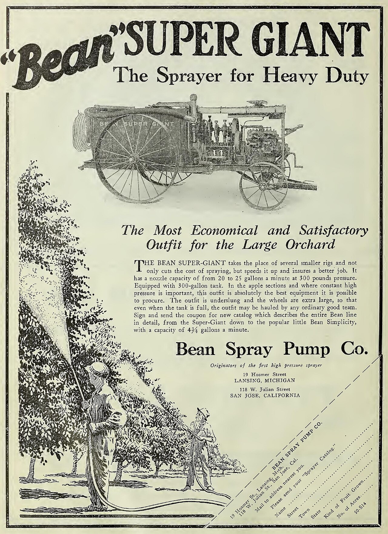 Vintage agricultural sprayer advertisement